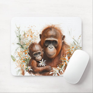 Moneky och Baby Watercolor Musmatta
