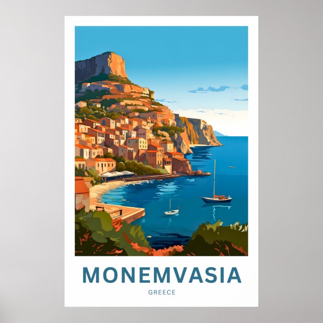 Monemvasia Greece Travel Print Poster (Framsidan)