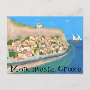 MONEMVASIA GRIKENLAND Ö Art Resor Postkort Vykort