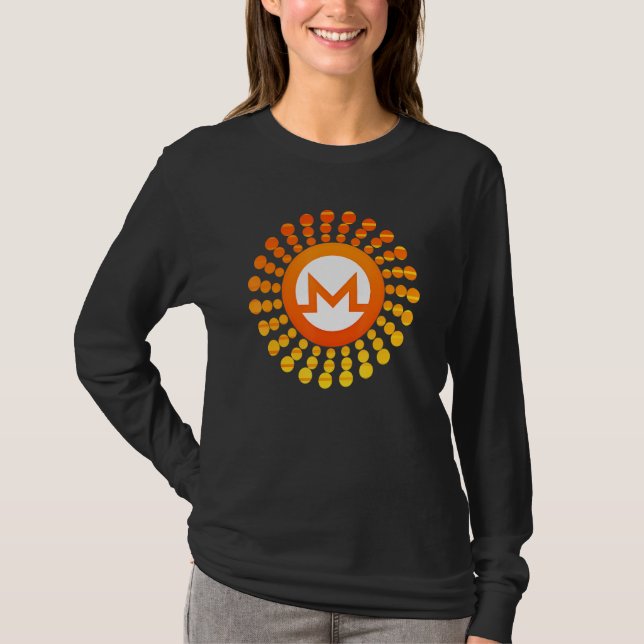 Monero Xmr Crypto Currency Circle Orange Sunset T Shirt (Framsida)