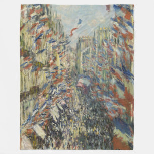 Monet 1878 Rue Montorgueil i Paris Fleecefilt