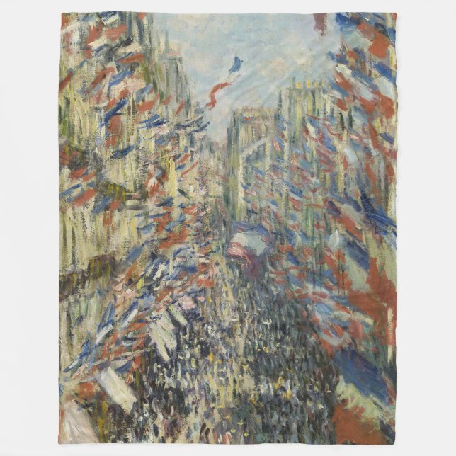 Monet 1878 Rue Montorgueil i Paris Fleecefilt (Framsidan)