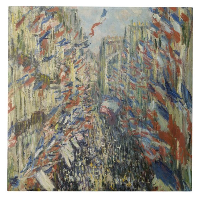 Monet 1878 Rue Montorgueil i Paris Kakelplatta (Framsidan)