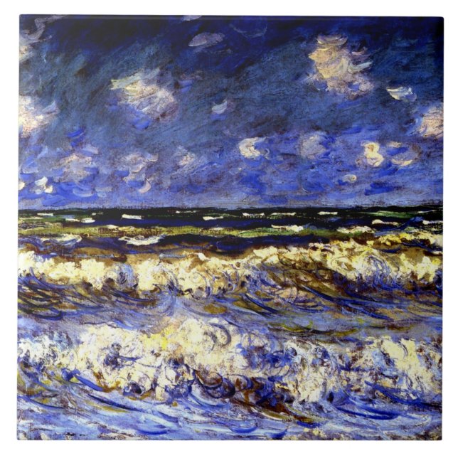 Monet - A Stormy Sea Kakelplatta (Framsidan)