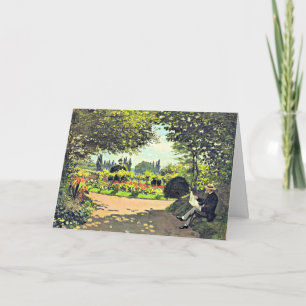 Monet - Adolphe Monet Reading in the Garden Kort