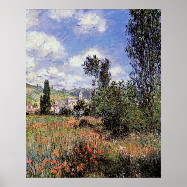 Monet - Allé i vallmoefält Poster (Framsidan)