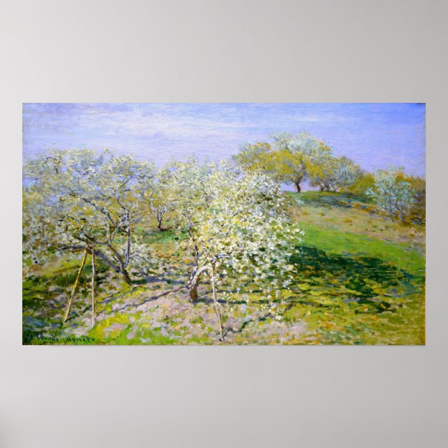 Monet - Äppelträd i blom 1873 Poster (Framsidan)
