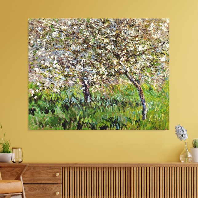 Monet - Äppelträd i blom Canvastryck (Insitu (Vardagsrum))