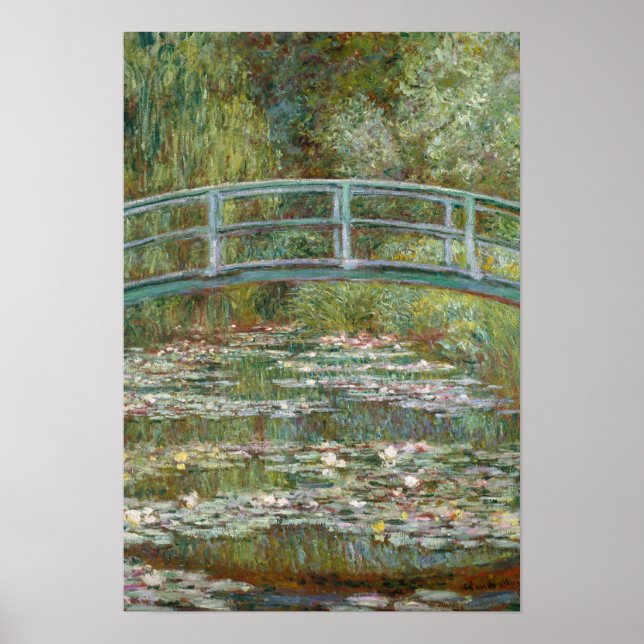 Monet Art Bridge över Vatten Lilies damm Poster (Framsidan)