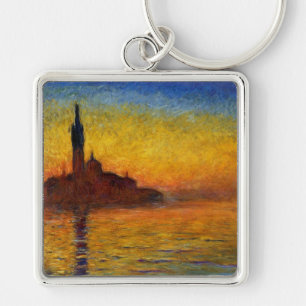 Monet Art Venedig Impressionist Painting Fyrkantig Silverfärgad Nyckelring