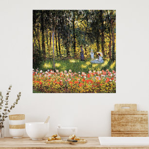 Monet - Artists familj i Garden Poster