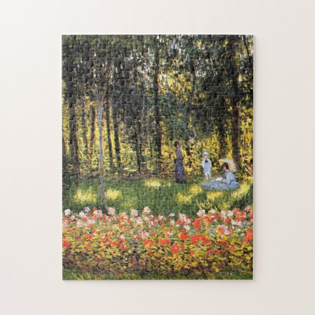 Monet - Artists familj i trädgården Pussel (Vertikal)