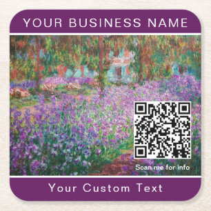 Monet - Artists Garden at Giverny - QR-kod Underlägg Papper Kvadrat
