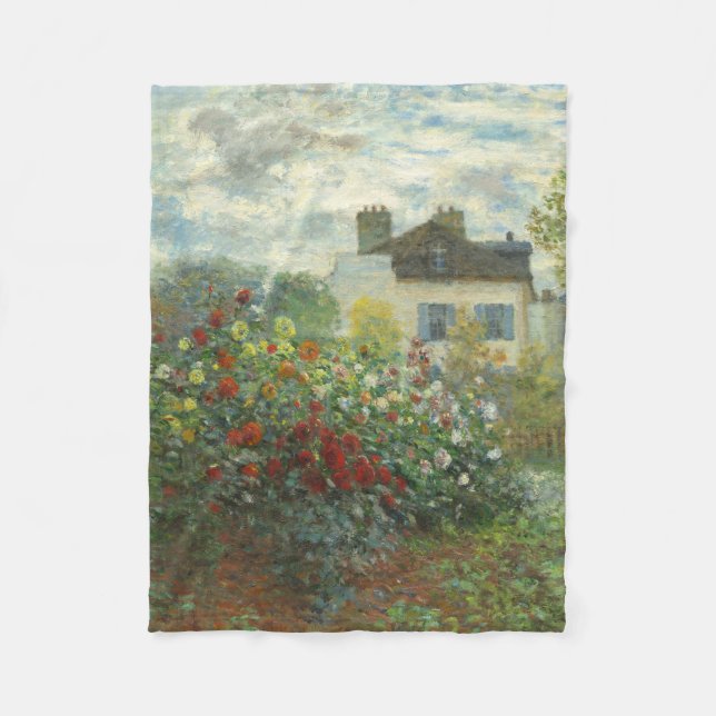 Monet Artists Garden in Argenteuil Painting Fleecefilt (Framsidan)