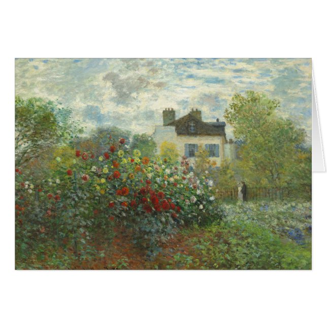 Monet Artists Garden in Argenteuil Painting Hälsningskort (Framsidan Horizontal)