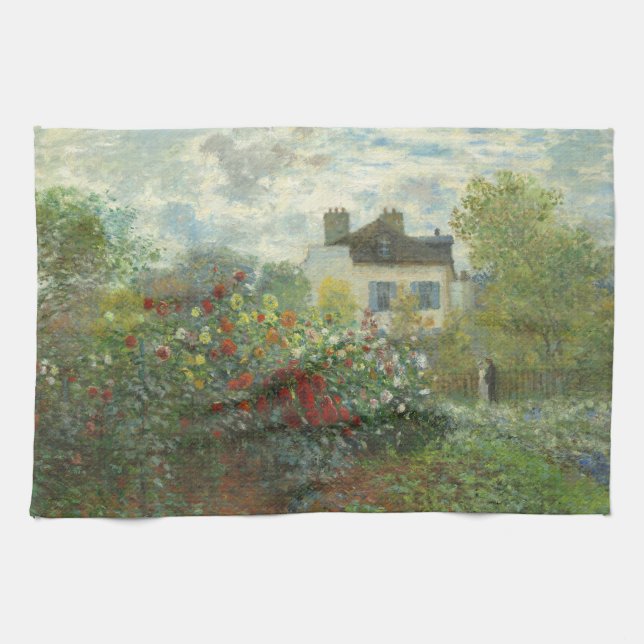 Monet Artists Garden in Argenteuil Painting Kökshandduk (Horisontell)