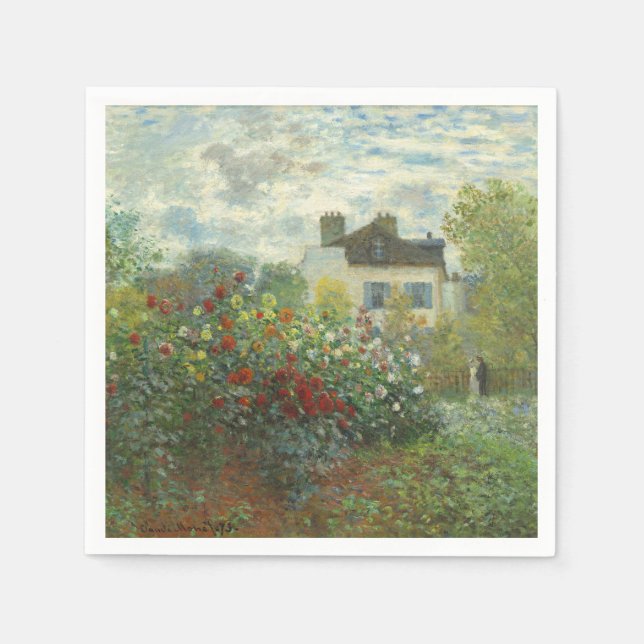 Monet Artists Garden in Argenteuil Painting Pappersservett (Framsidan)