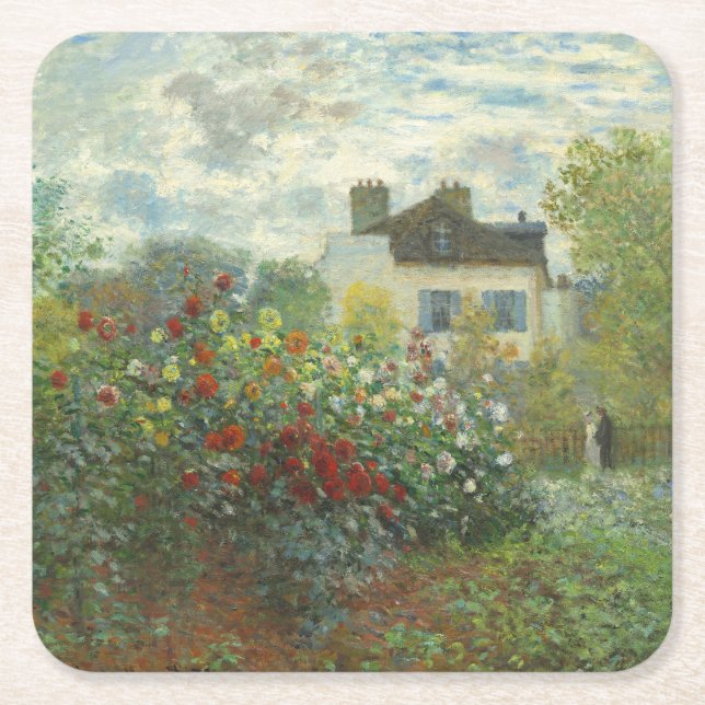 Monet Artists Garden in Argenteuil Painting Underlägg Papper Kvadrat (Framsidan)