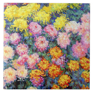 Monet - Bed of Chrysanthemums Kakelplatta