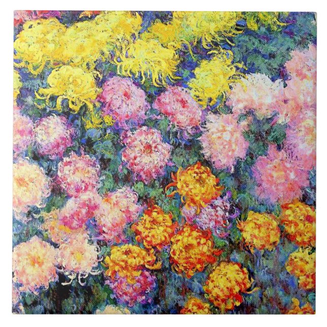 Monet - Bed of Chrysanthemums Kakelplatta (Framsidan)