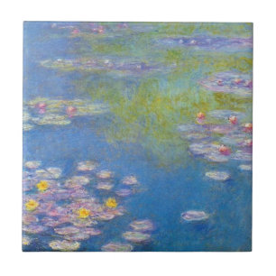 Monet belägger med tegel gula näckrosor kakelplatta