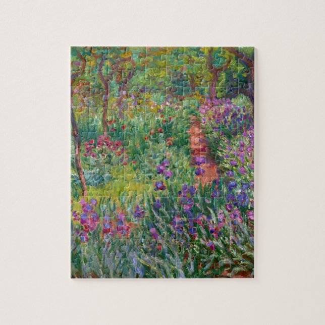 monet blommar vintage -iris-trädgård-på-giverny pussel (Vertikal)
