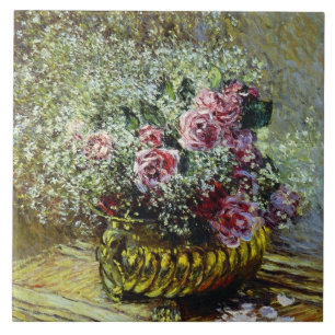 Monet - Blommor i en pott Kakelplatta