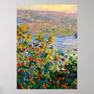 Monet - Blommor i Vetheuil Poster