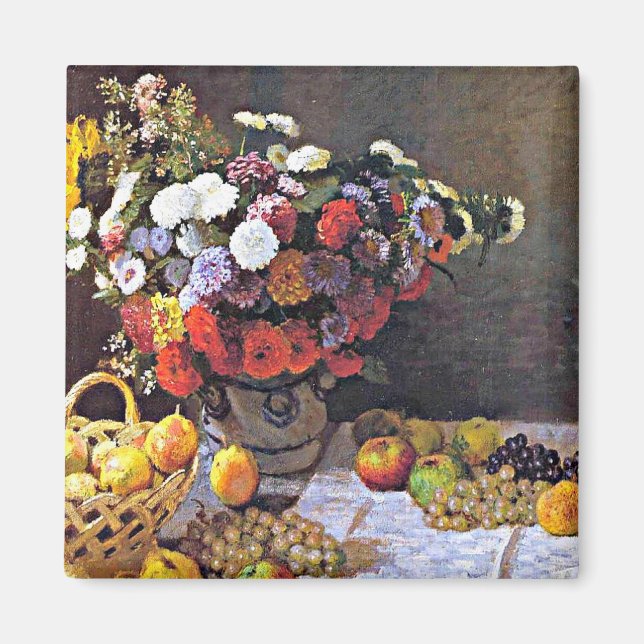Monet - Blommor och frukt Magnet (Framsidan)