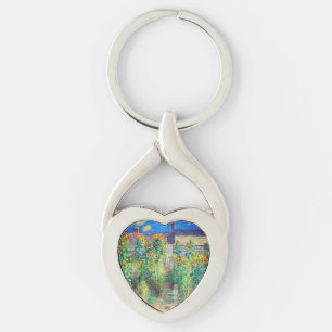 Monet-Blomsterträdgård Twisted Heart Silverfärgad Nyckelring