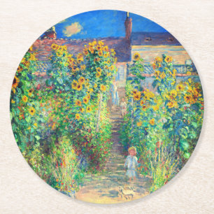 Monet-Blomsterträdgård Underlägg Papper Rund