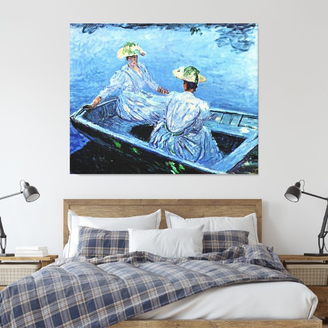 Monet - Blue Row Boat Canvastryck (Insitu (sovrum))