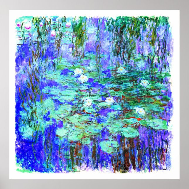 Monet = Blue Vatten Lilies - Impressionistisk måln Poster (Framsidan)