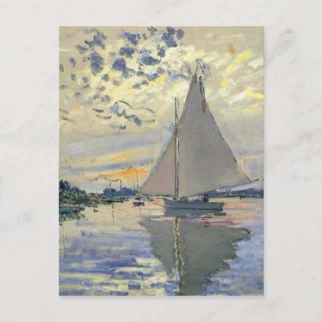 Monet boat vatten Sailing in Le-Petit-Gennevillie Vykort (Framsida)