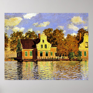 Monet - Bostäder vid Zaanfloden i Zaandam. Poster
