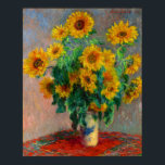 Monet Bouquet av solblommor Poster<br><div class="desc">Poster med Claude Monets oljemålning Bouquet av solblommor (1881). Fina solblommor i blå vas vid ett rött bord. En underbar gåva till fläkt av imponsionism och Fransk konst.</div>