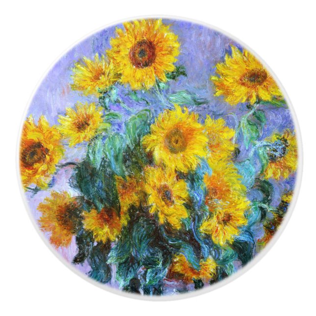 Monet Bouquet av Sunblommor Fine Art Knopp (Framsidan)