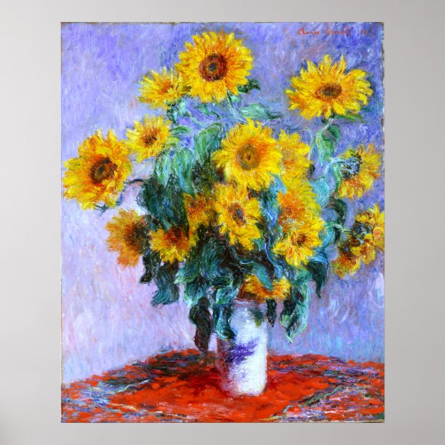 Monet Bouquet av Sunblommor Fine Art Poster (Framsidan)
