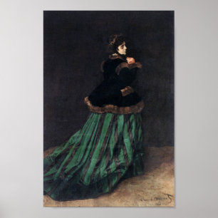 Monet Camille i Grönt Dress Poster
