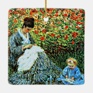 Monet - Camille Monet och Child Julgransprydnad Keramik