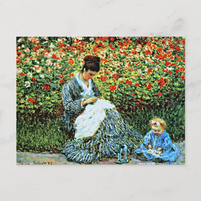 Monet - Camille Monet och Child Vykort (Framsida)