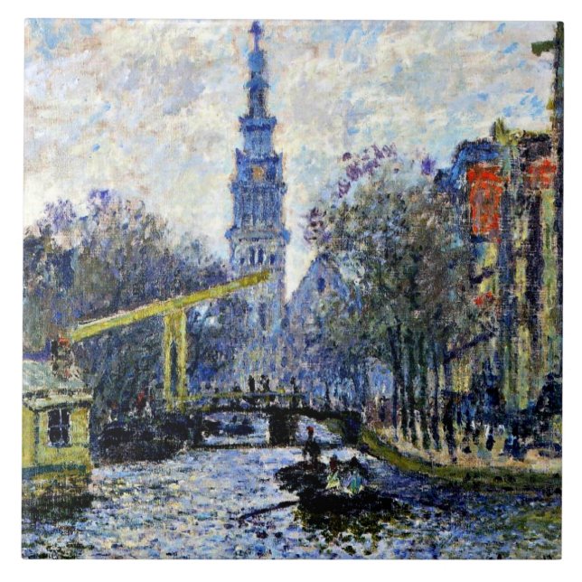 Monet-Canal i Amsterdam Kakelplatta (Framsidan)