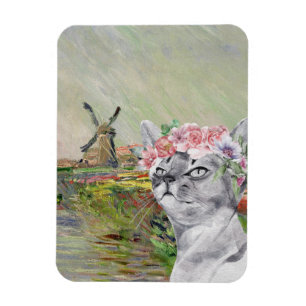 Monet Champ Tulipes och Finare Cat Magnet