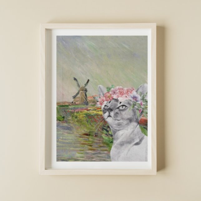 Monet Champ Tulipes och Finare Cat Poster (Skapare uppladdad)