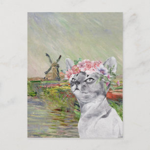 Monet Champ Tulipes och Finare Cat Vykort