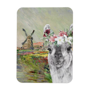 Monet Champ Tulipes och Finare Llama Magnet