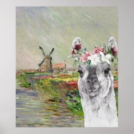 Monet Champ Tulipes och Finare Llama Poster
