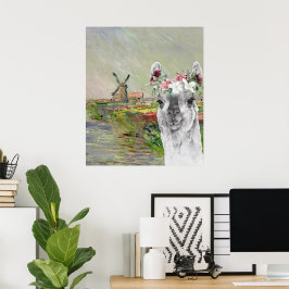 Monet Champ Tulipes och Finare Llama Poster