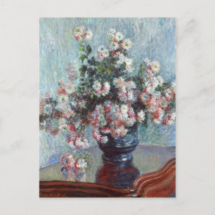 Monet Chrysanthemums Vintage Blommigt Impressionis Vykort