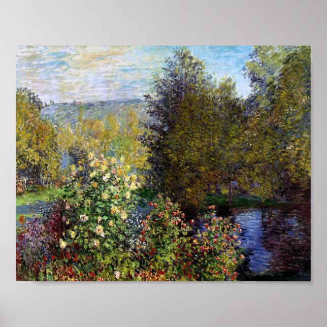 Monet Claude Corner i Garden i Montgeron Poster (Framsidan)